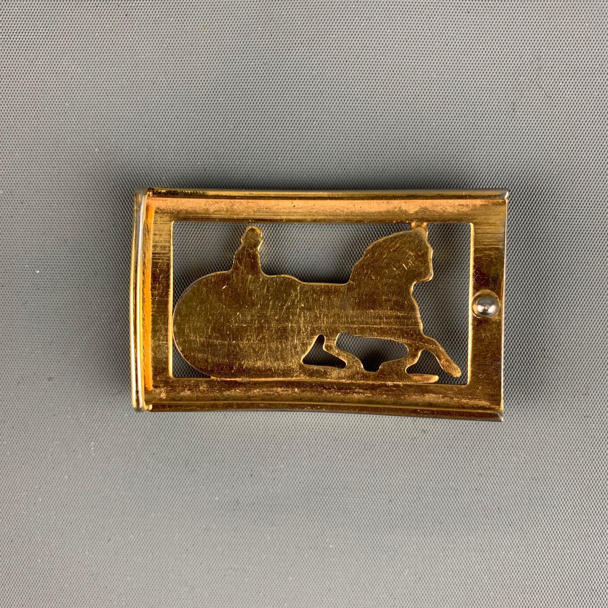 Brown CELINE Gold Metal Equestrian Carriage Belt Buckle