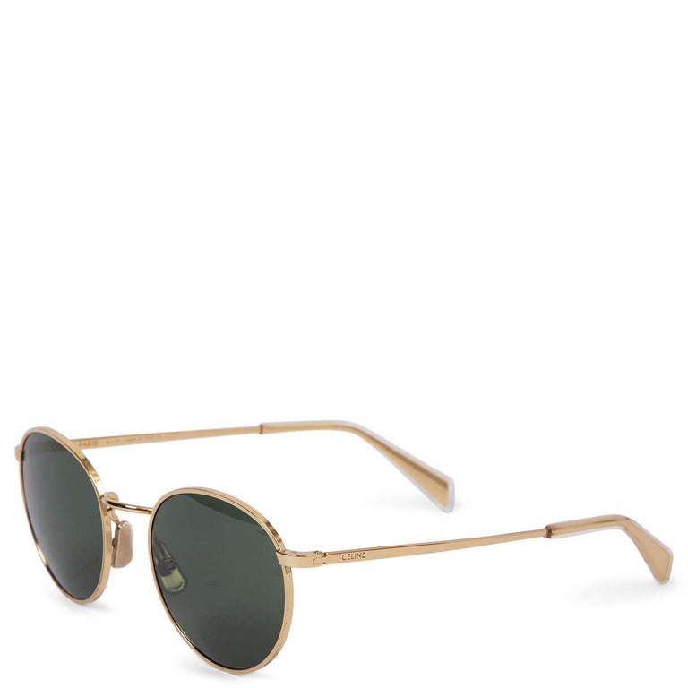 Celine Round Metal Sunglasses Gold/Green (CL40100U) Celine 50mm Round Sunglasses In Gold/ Green - 35% Off  main image 4