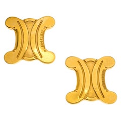 Celine Gold Metal Tone Clip On Earrings
