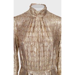 Celine Gold Metallic Silk Fitted Jumpsuit EU 40 / L Never Worn Luxury