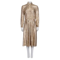 Celine Gold Metallic Silk Fitted Jumpsuit EU 40 / L Never Worn Luxury