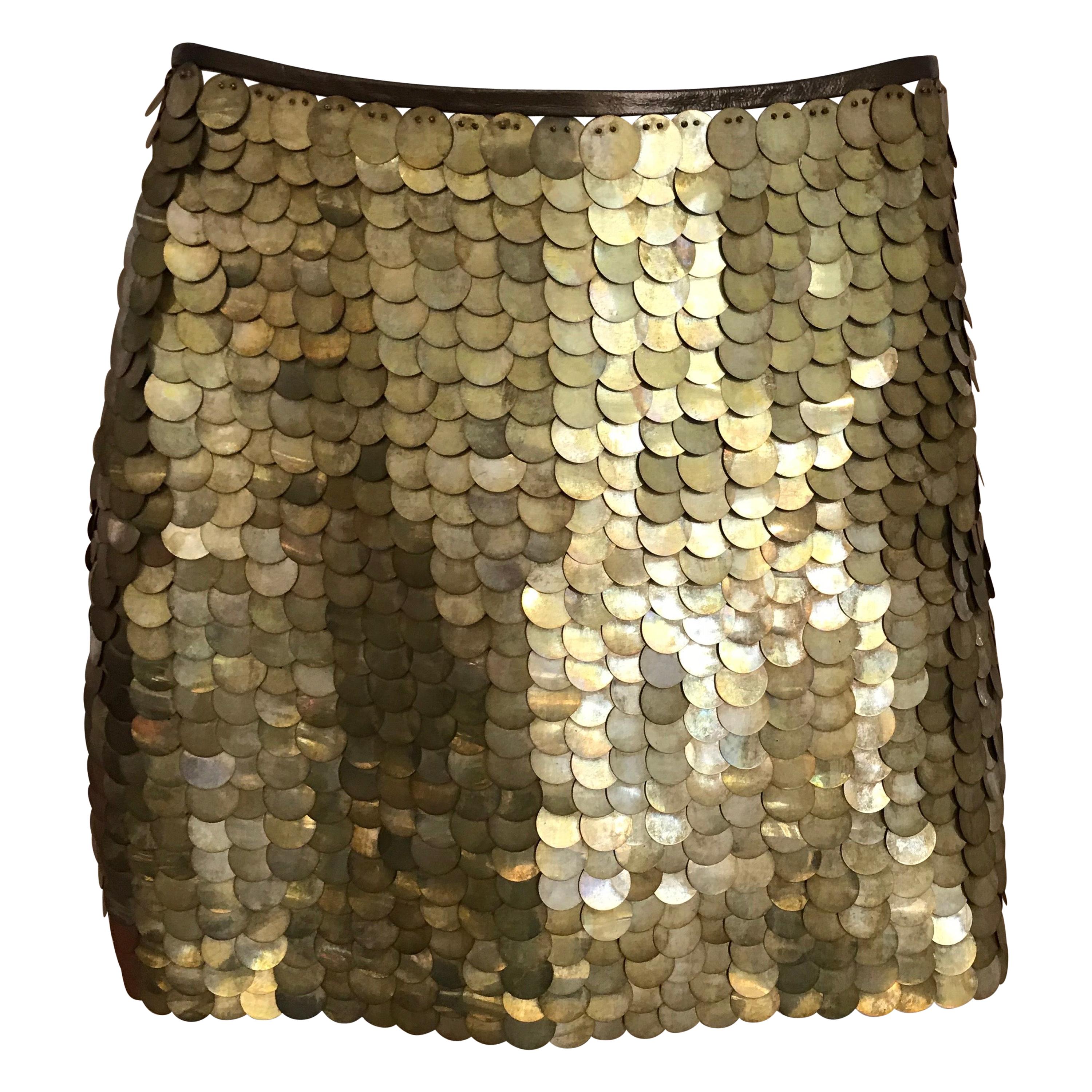 Celine Gold Sequin Mini Skirt