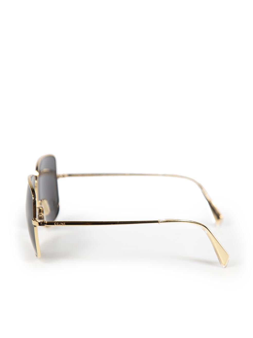 Céline Gold Square Frame Embellished Sunglasses In Good Condition For Sale In London, GB