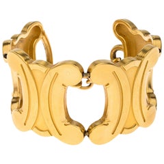 Celine Gold Tone Blazon Charm Toggle Bracelet