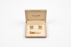 Celine Gold-tone “Triomphe”Tie Clip And Cufflinks Set