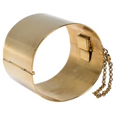 Céline Gold Tone Wide Cuff Bracelet