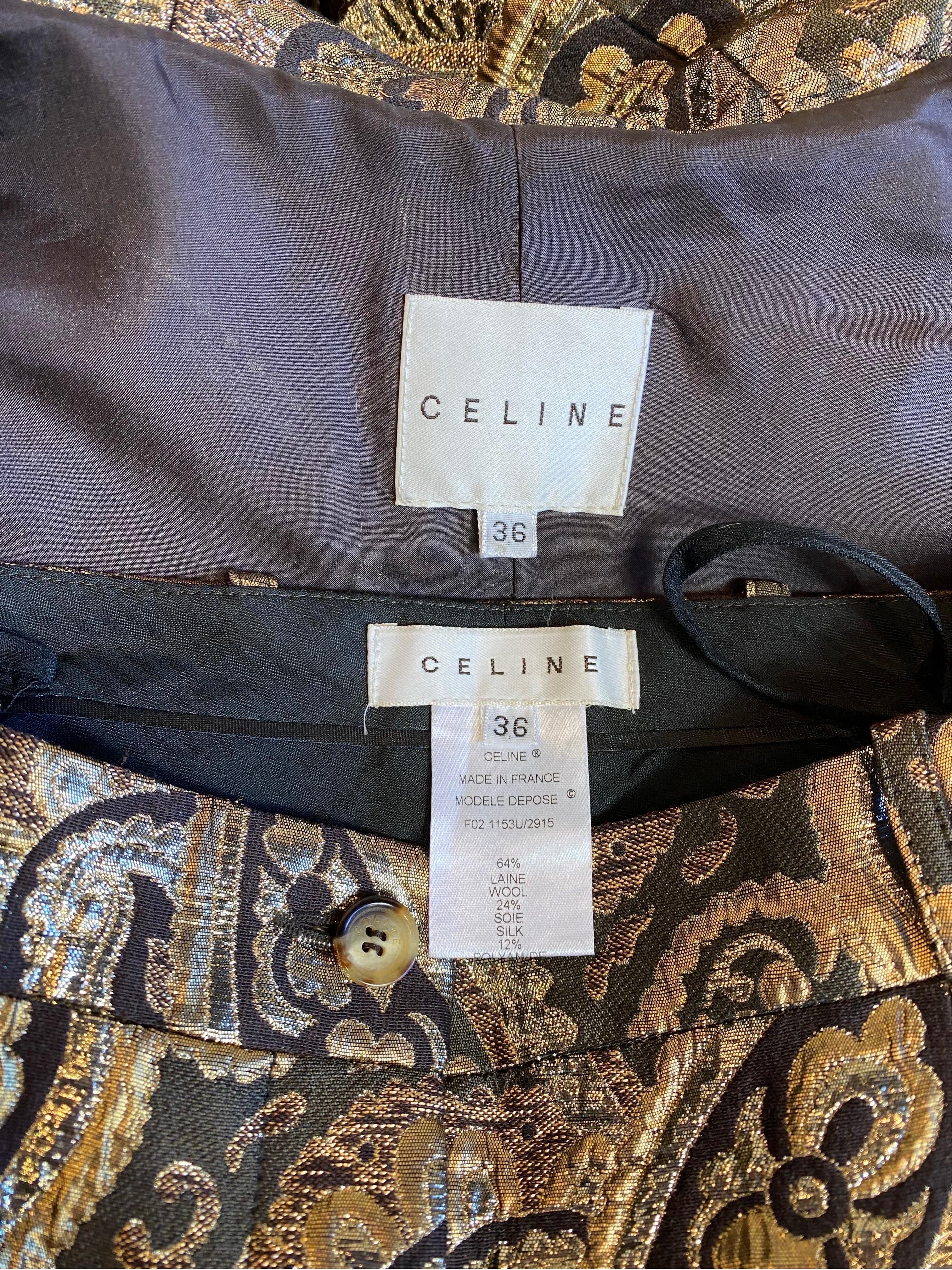 Celine golden brocade co ords jacket plus Pants Ensemble  For Sale 6