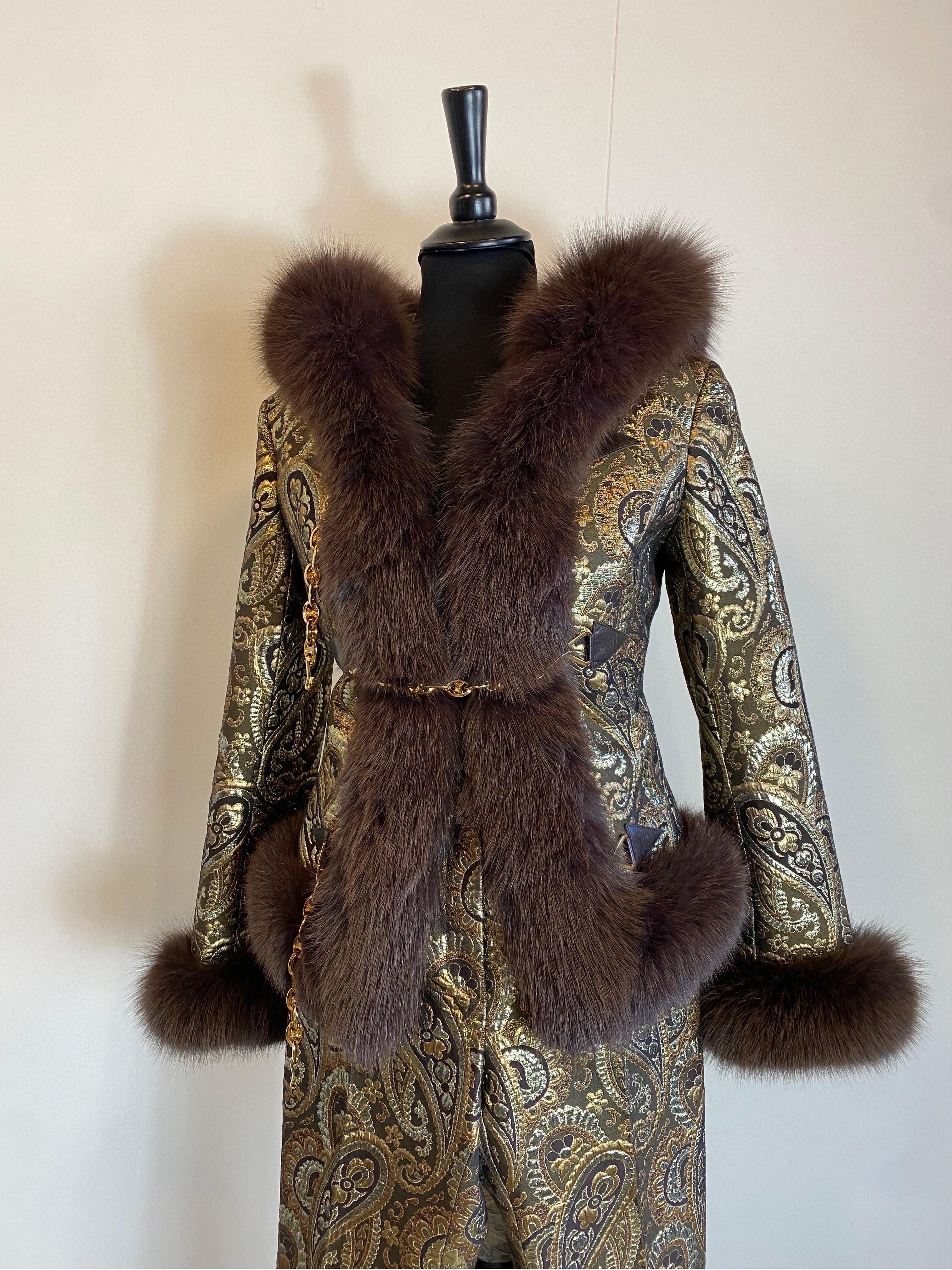 Celine golden brocade co ords jacket plus Pants Ensemble  In Excellent Condition For Sale In Carnate, IT