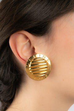 Celine Golden Metal Clip-on Earrings