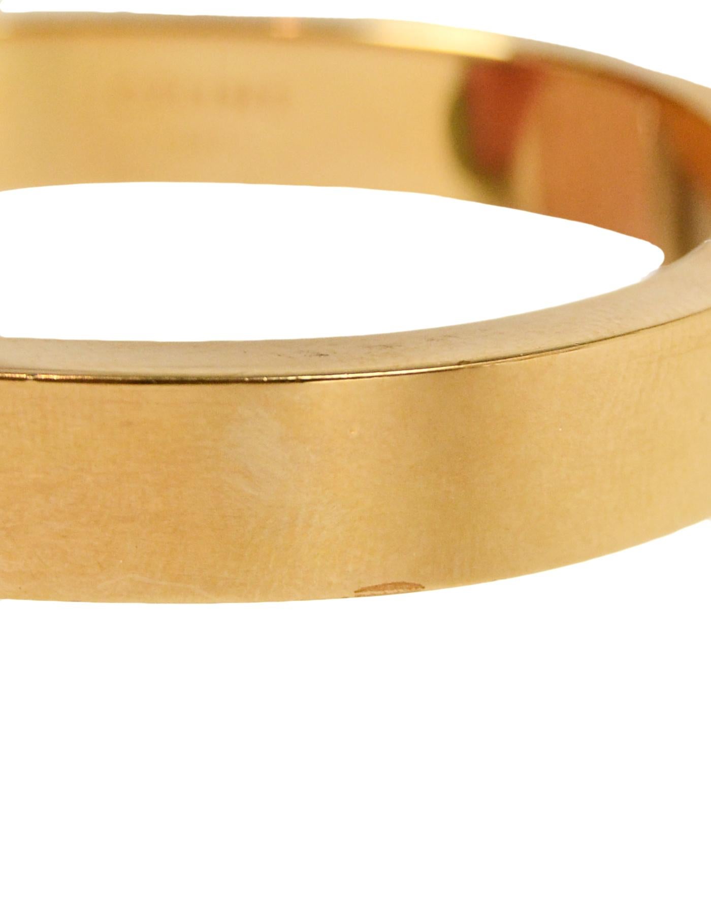 Women's Celine Goldtone Narrow Manchette Cuff Bracelet size Medium