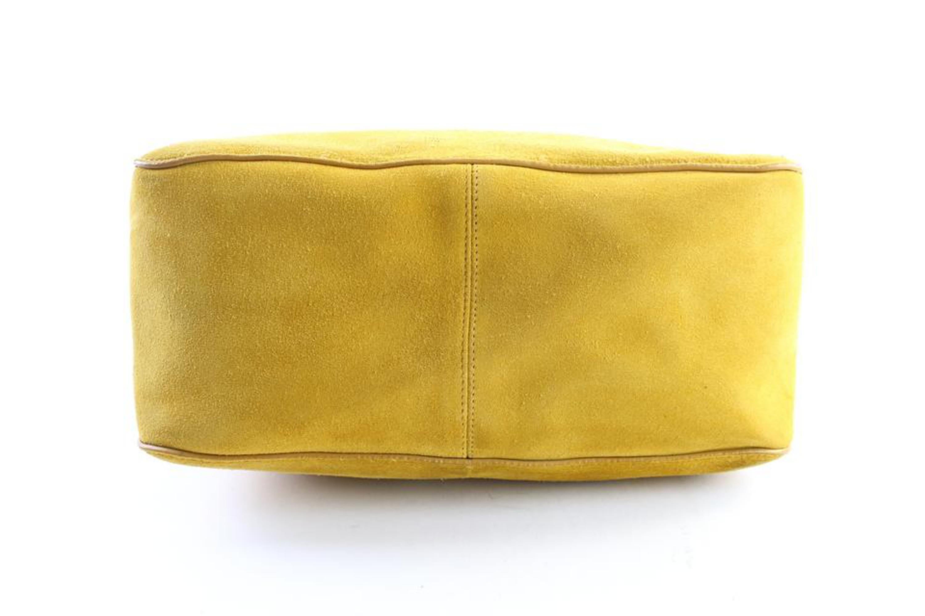 Céline Gourmette Hobo Chain 9cer0613 Mustard Yellow Suede Shoulder Bag For Sale 4