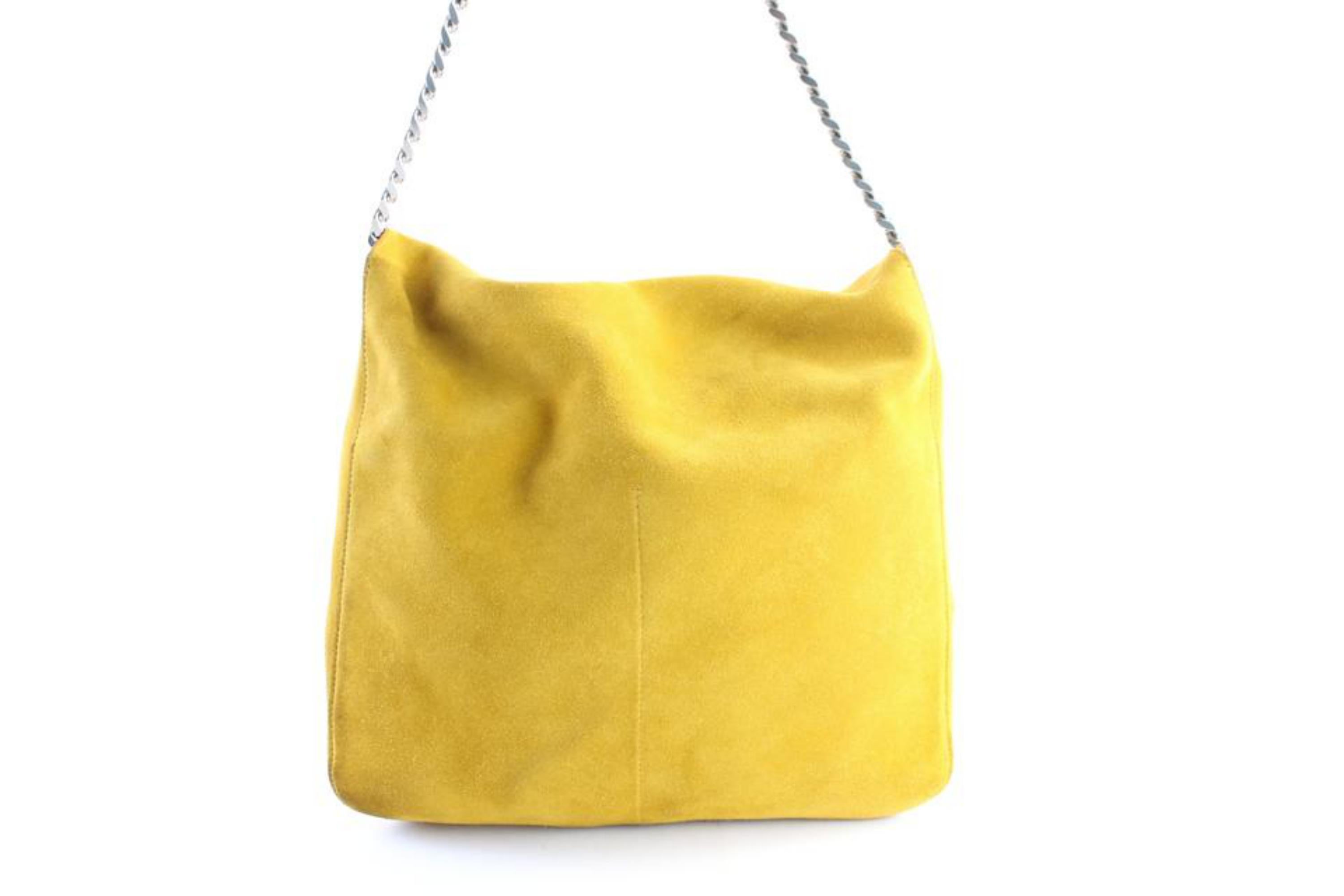 Céline Gourmette Hobo Chain 9cer0613 Mustard Yellow Suede Shoulder Bag For Sale 5