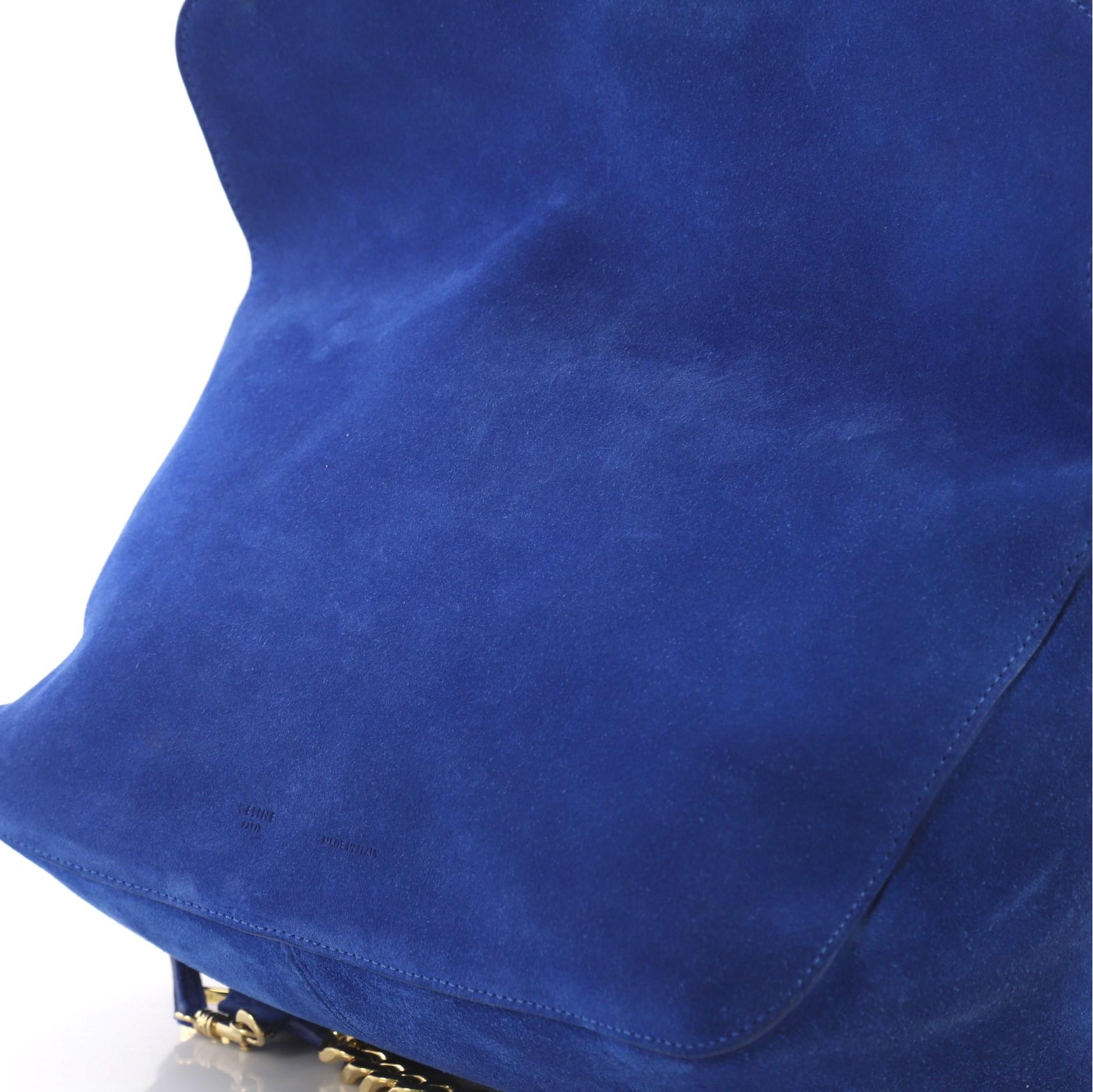 Blue Celine Gourmette Shoulder Bag Suede Small