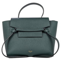 Celine Grained Leather Nano Belt Bag Dark Green