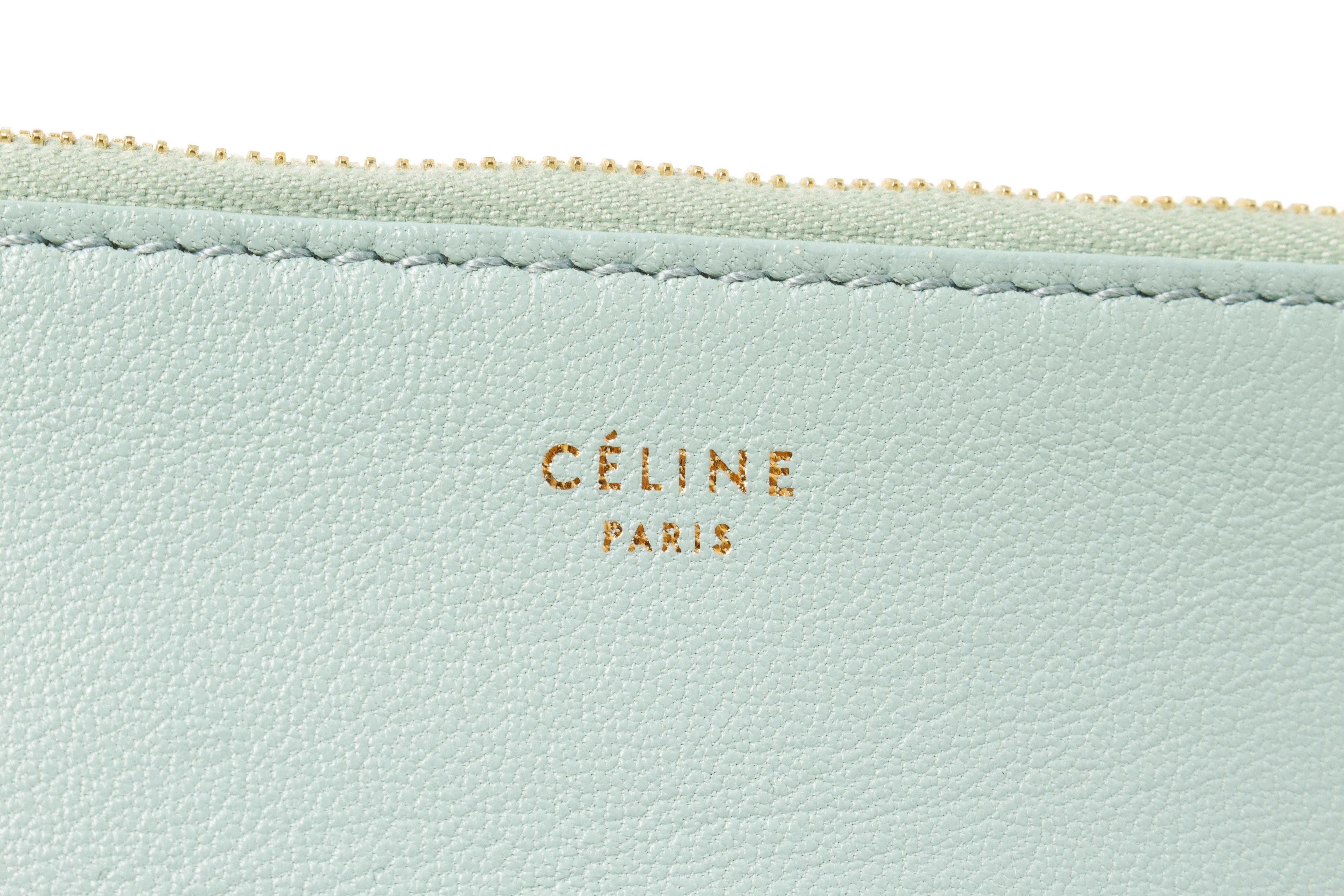 Celine Gray Leather Solo Bicolor Clutch Bag 2