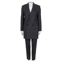 Celine Gray Wool Suit 2020: Double Breasted Jacket & Tapered Pants
