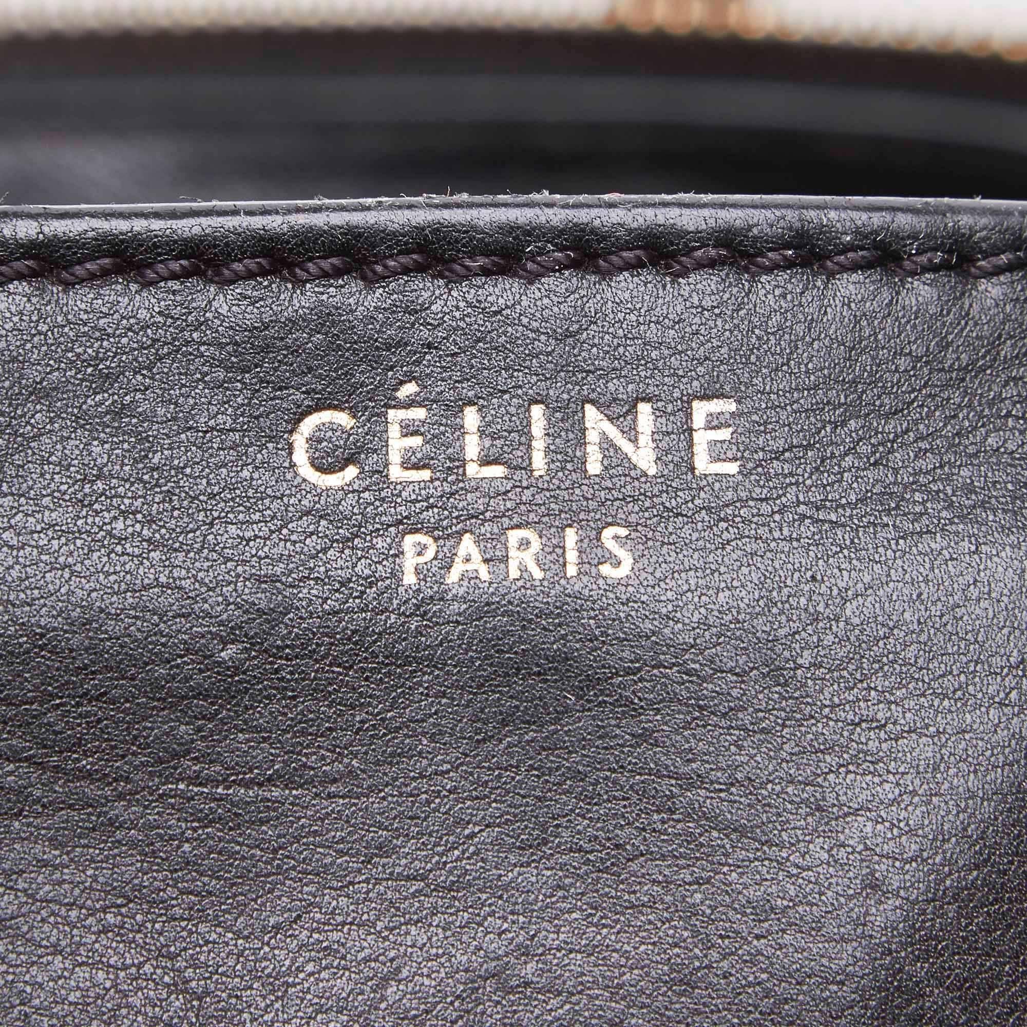 Celine Gray x Multi	Wool Racer Stripe Medium Luggage For Sale 2