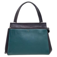 Celine Green/Black Leather Medium Edge Top Handle Bag