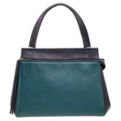 Celine - Sac à poignée à bord moyen en cuir vert/noir