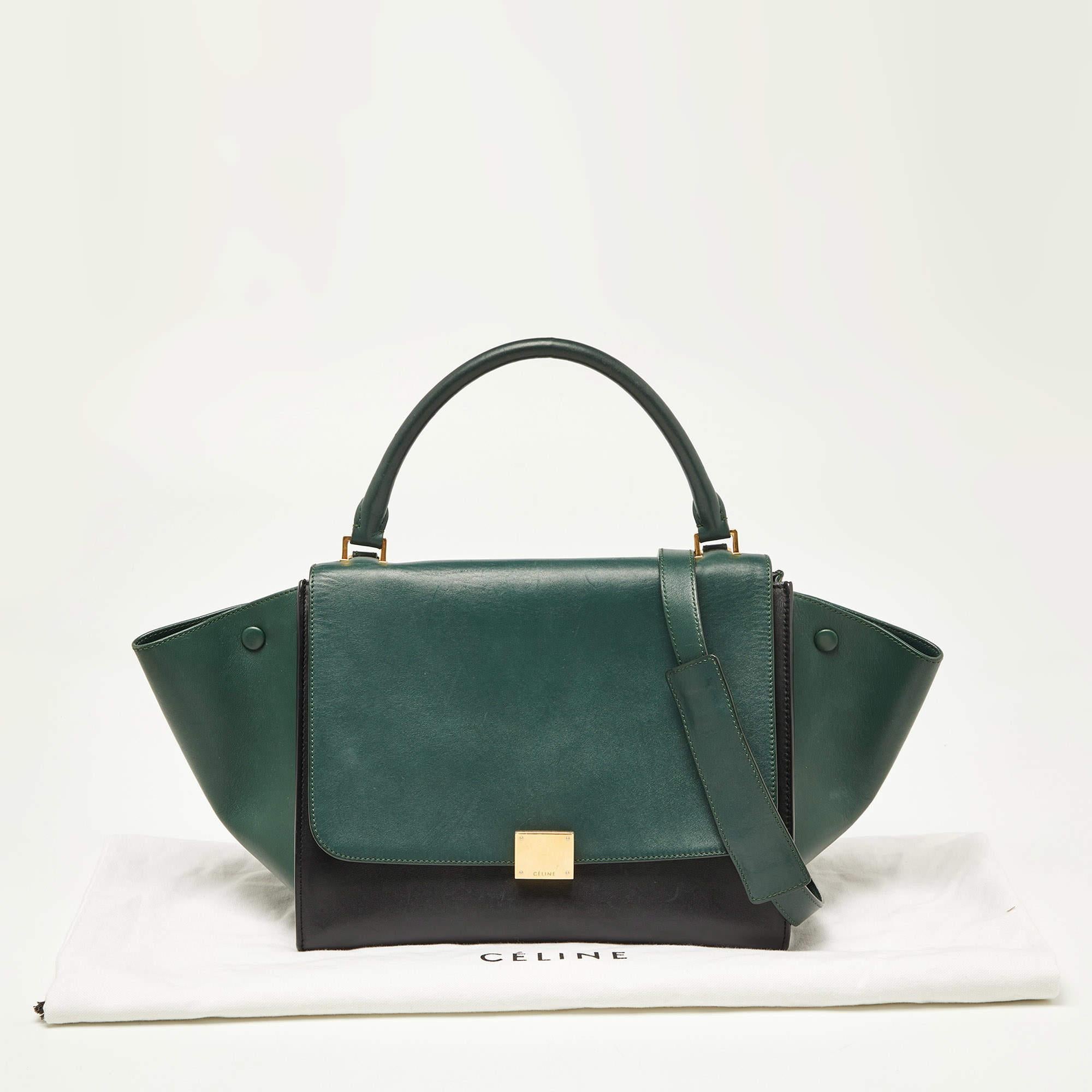 Celine Green/Black Leather Medium Trapeze Bag 7