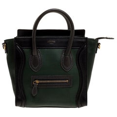 Sac cabas Nano Céline en cuir vert/noir