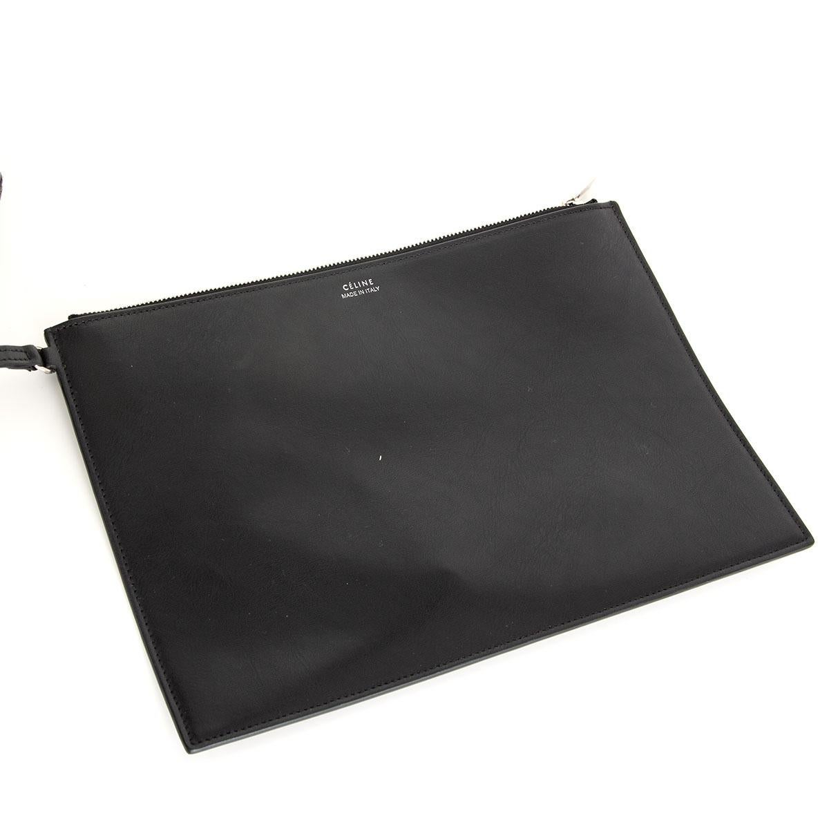 CELINE green canvas & black leather LOGO PATCHWORK MEDIUM TOTE Bag 1