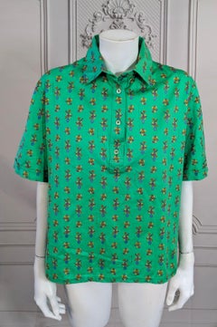 Celine Green Cotton Isle Logo Polo
