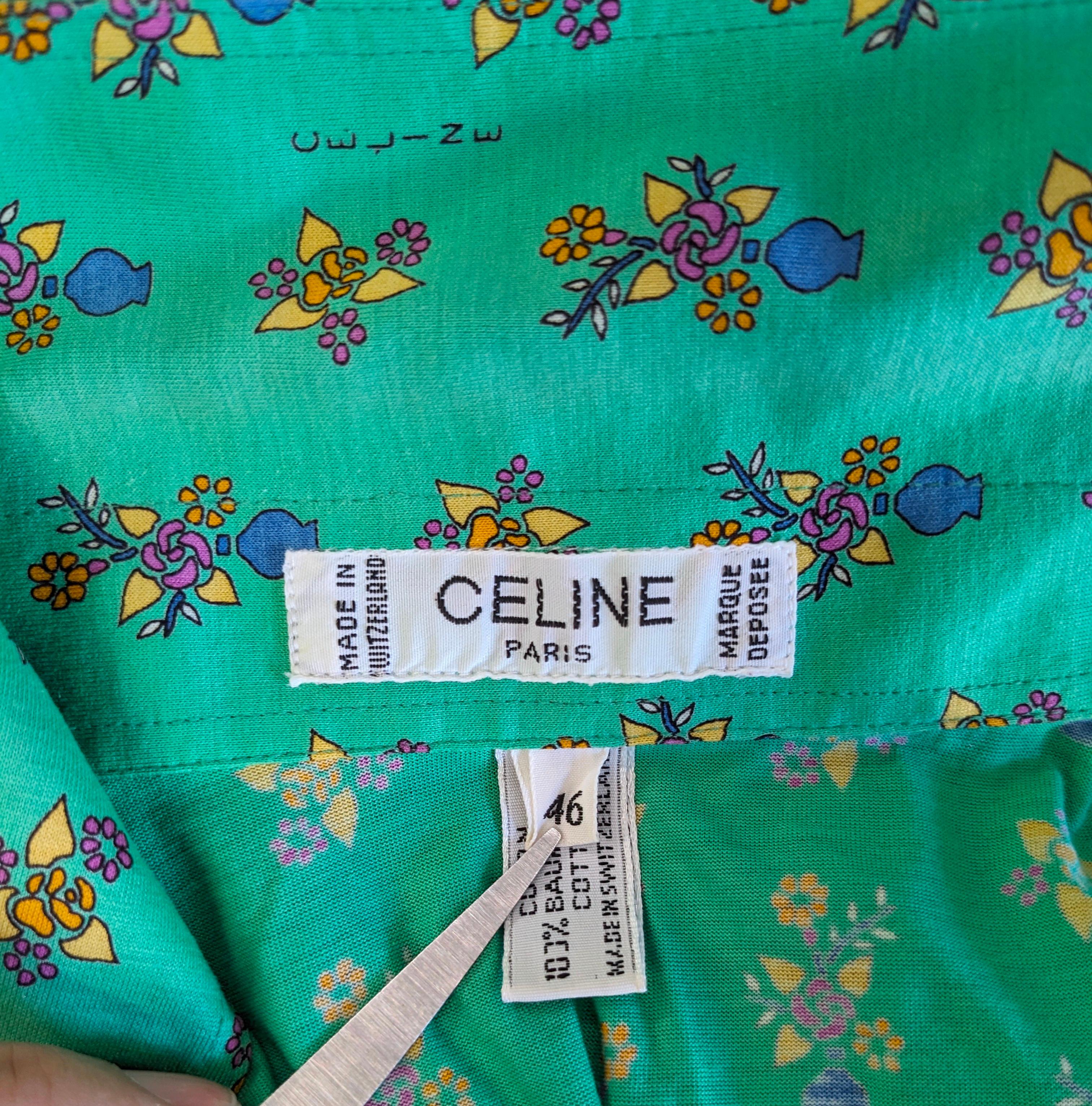Celine Grün Baumwolle Isle Logo Polo im Angebot 5