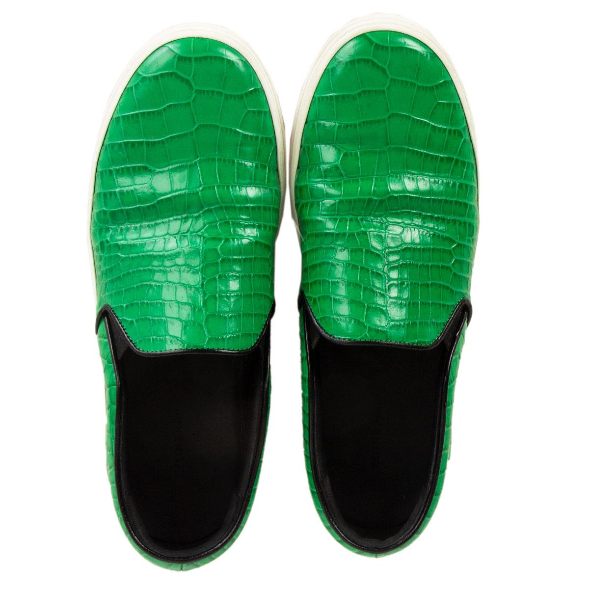 Green CELINE green croc embossed Slip On Sneaker Shoes 38