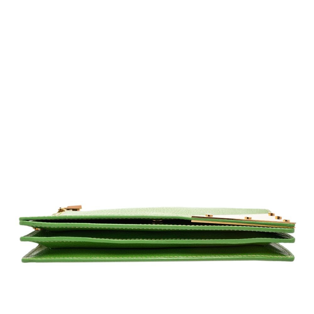 Celine Green Leather Flap Clutch 1