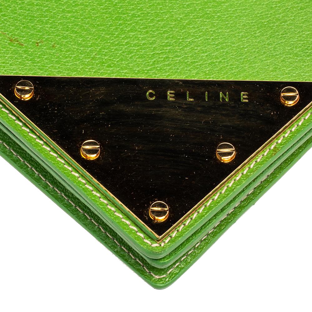 Celine Green Leather Flap Clutch 4