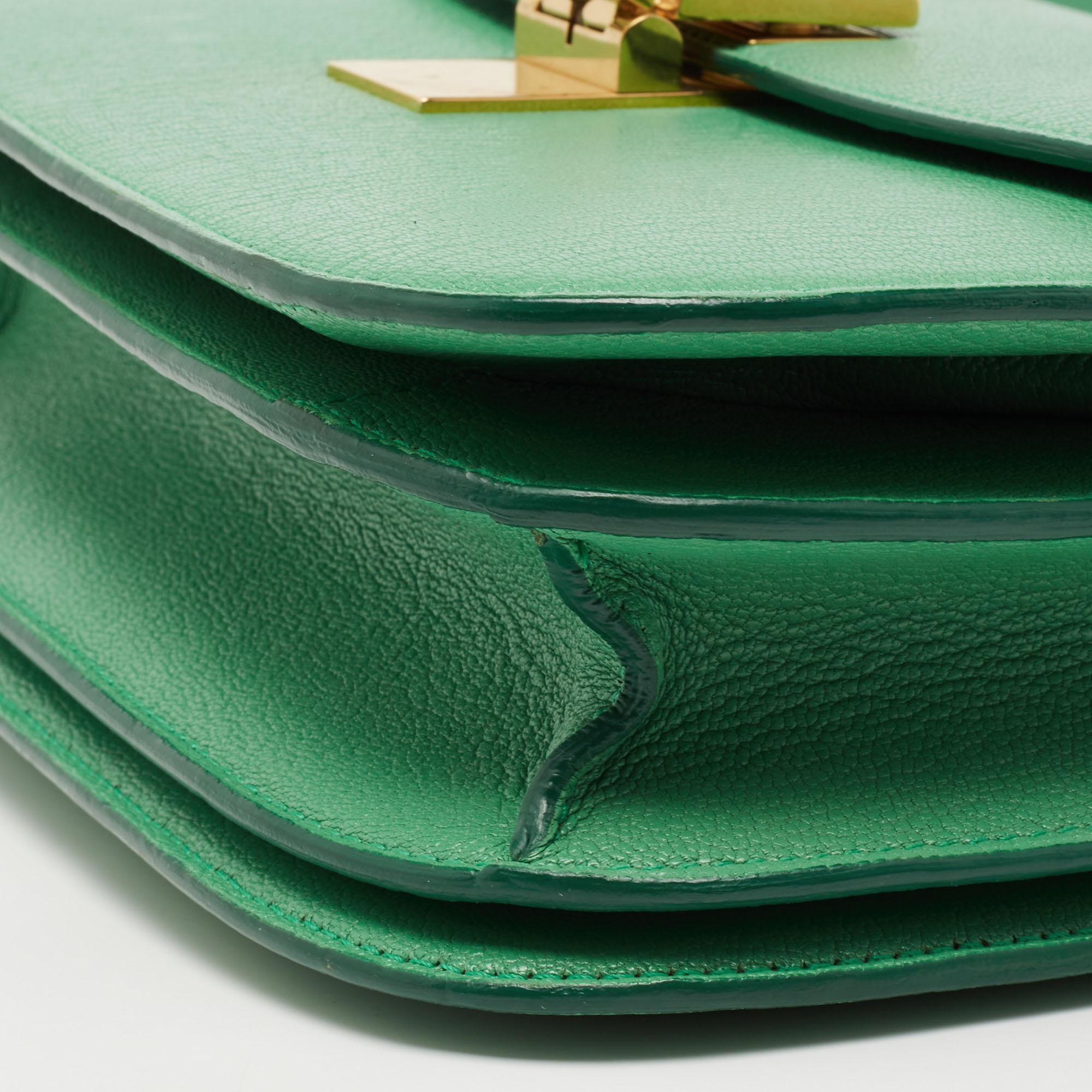 Celine Green Leather Medium Classic Box Shoulder Bag 5