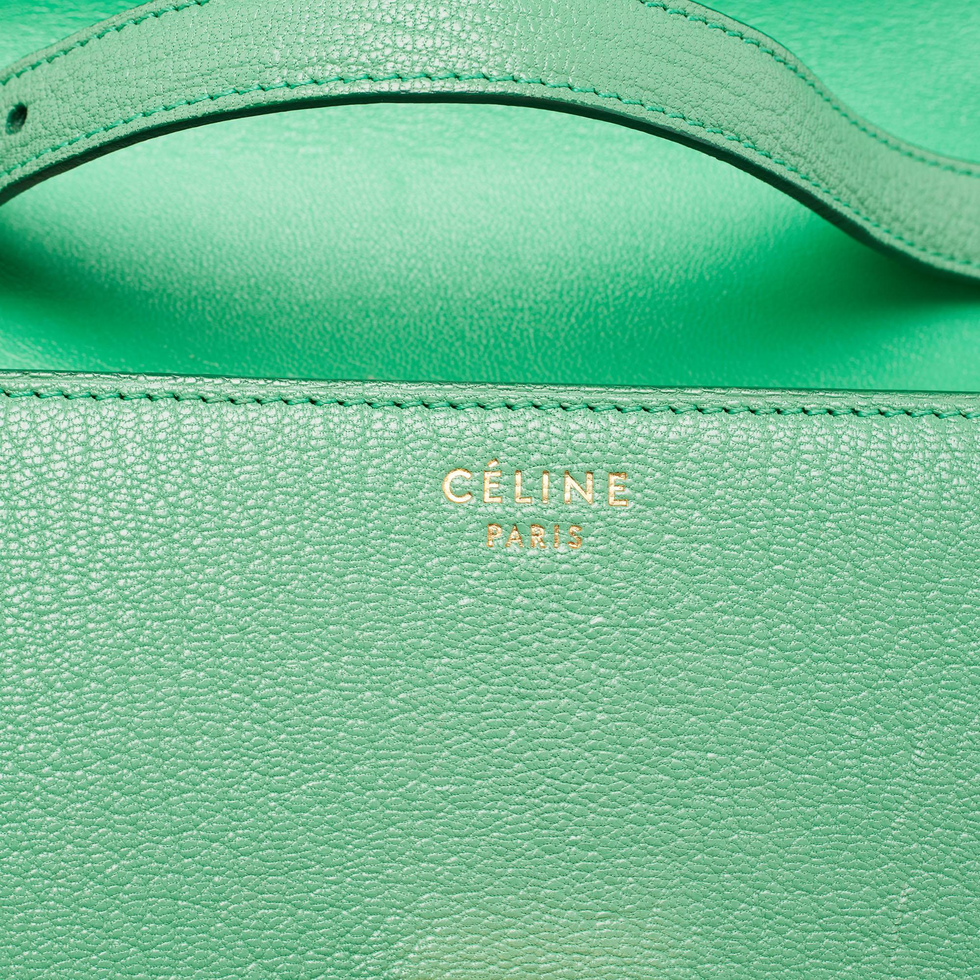 Celine Green Leather Medium Classic Box Shoulder Bag 2