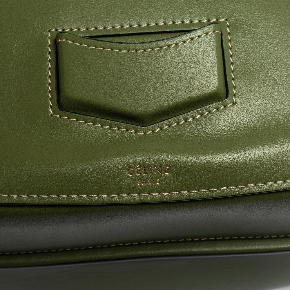 Brown Celine Green Leather Medium Trotteur Shoulder Bag