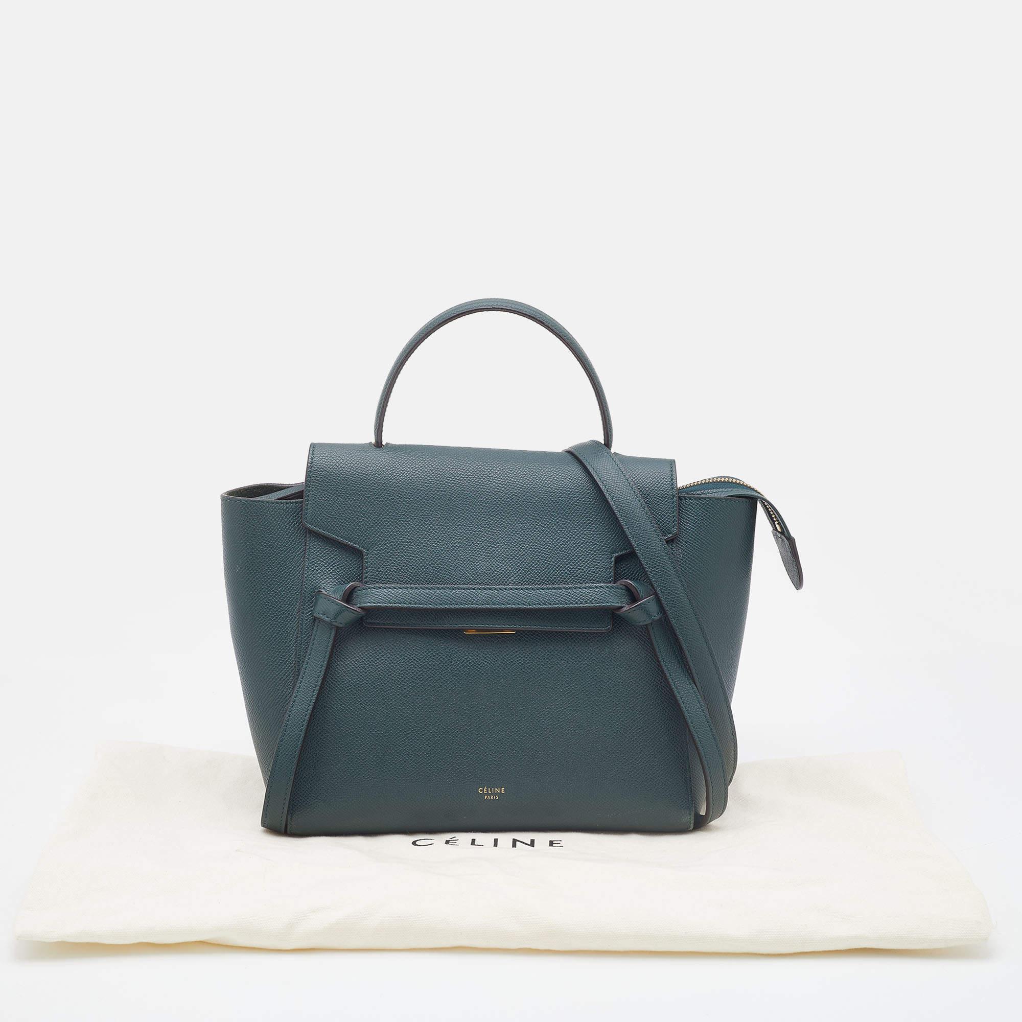 Celine Green Leather Micro Belt Top Handle Bag 7