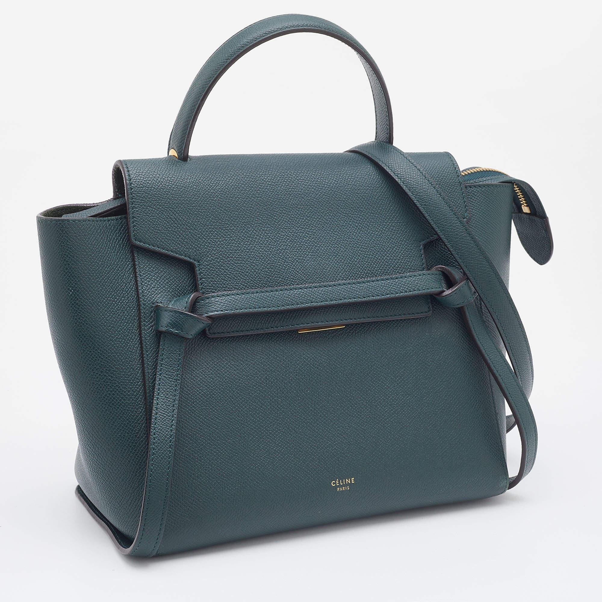 Celine Green Leather Micro Belt Top Handle Bag 1
