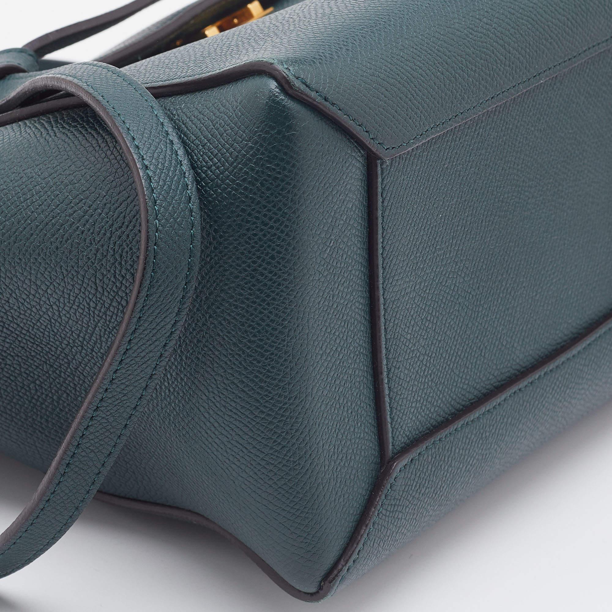 Celine Green Leather Micro Belt Top Handle Bag 3