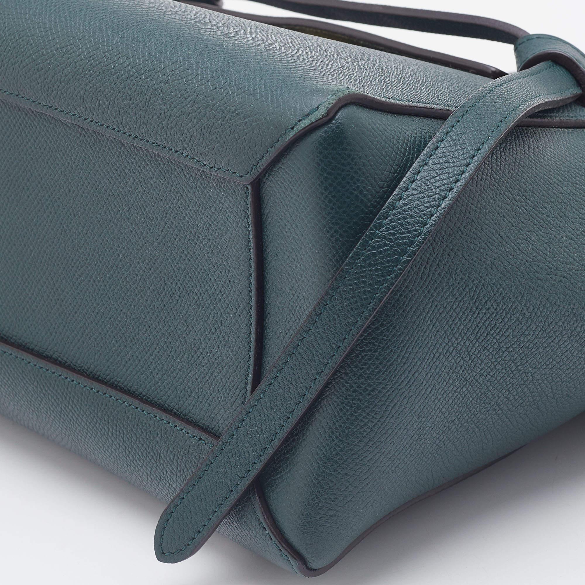 Celine Green Leather Micro Belt Top Handle Bag 4