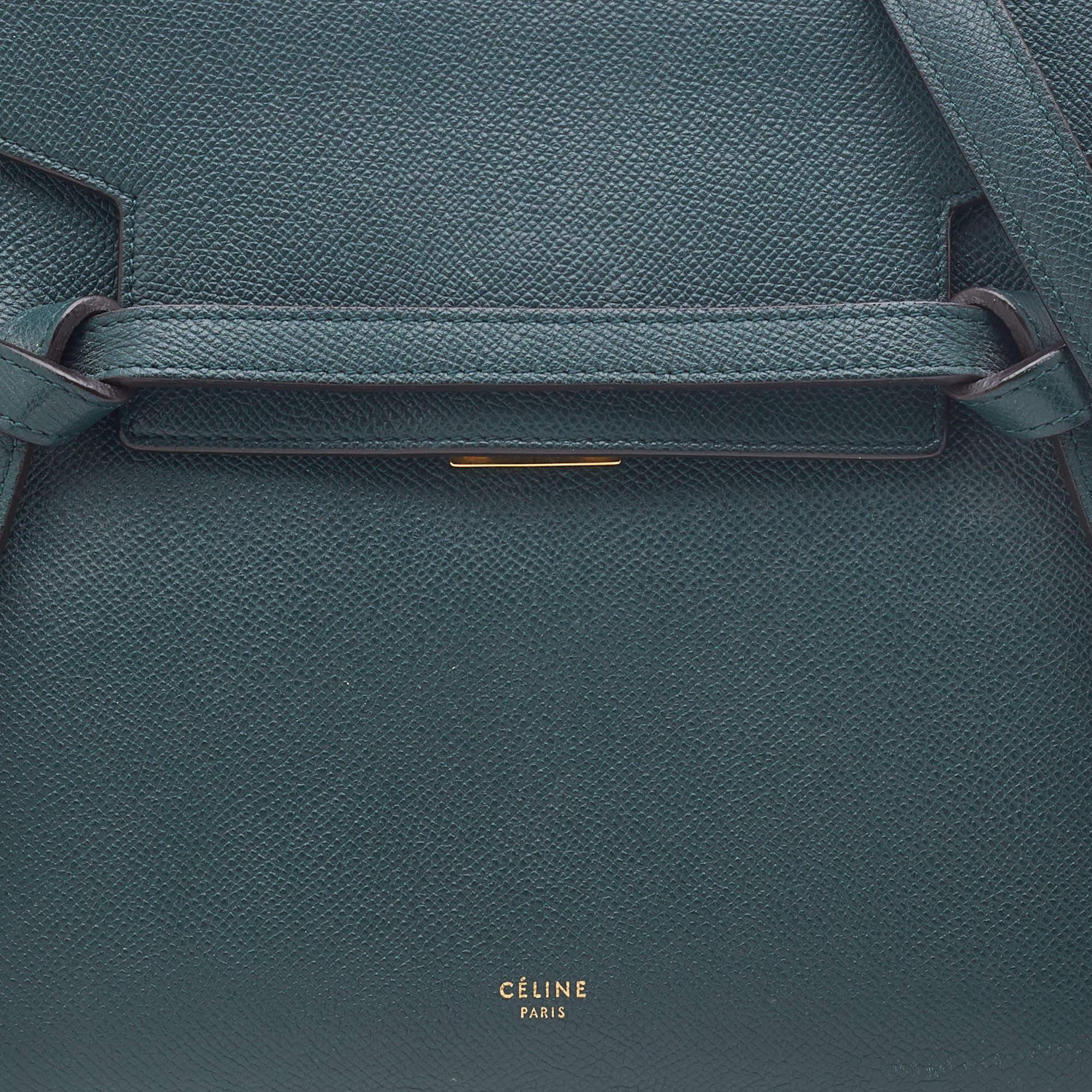 Celine Green Leather Micro Belt Top Handle Bag 5