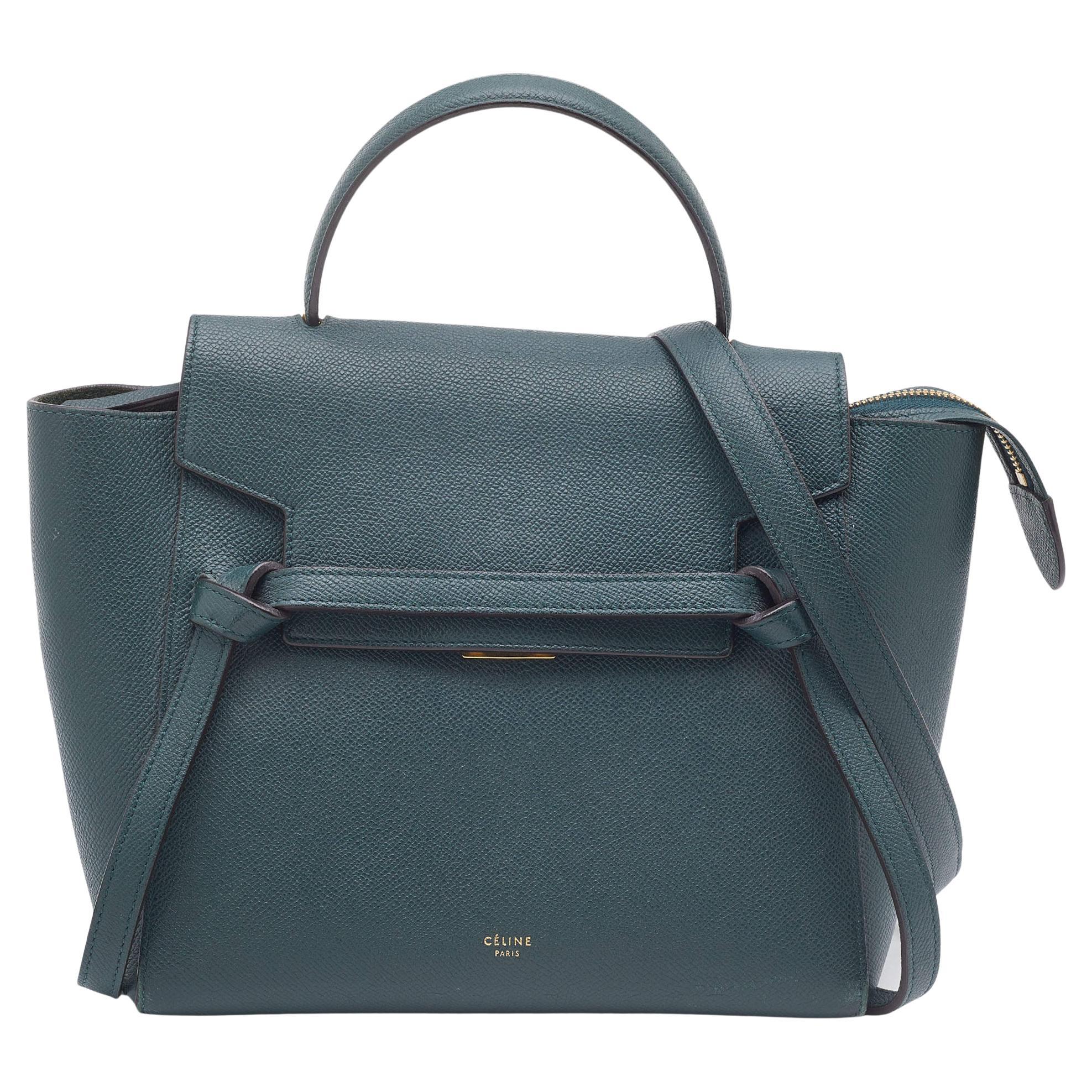 Celine Green Leather Micro Belt Top Handle Bag