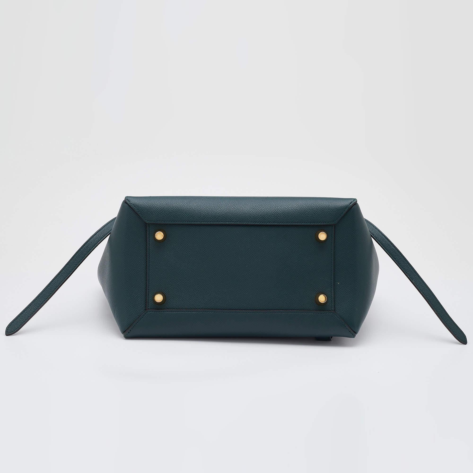 Women's Celine Green Leather Mini Belt Top Handle Bag