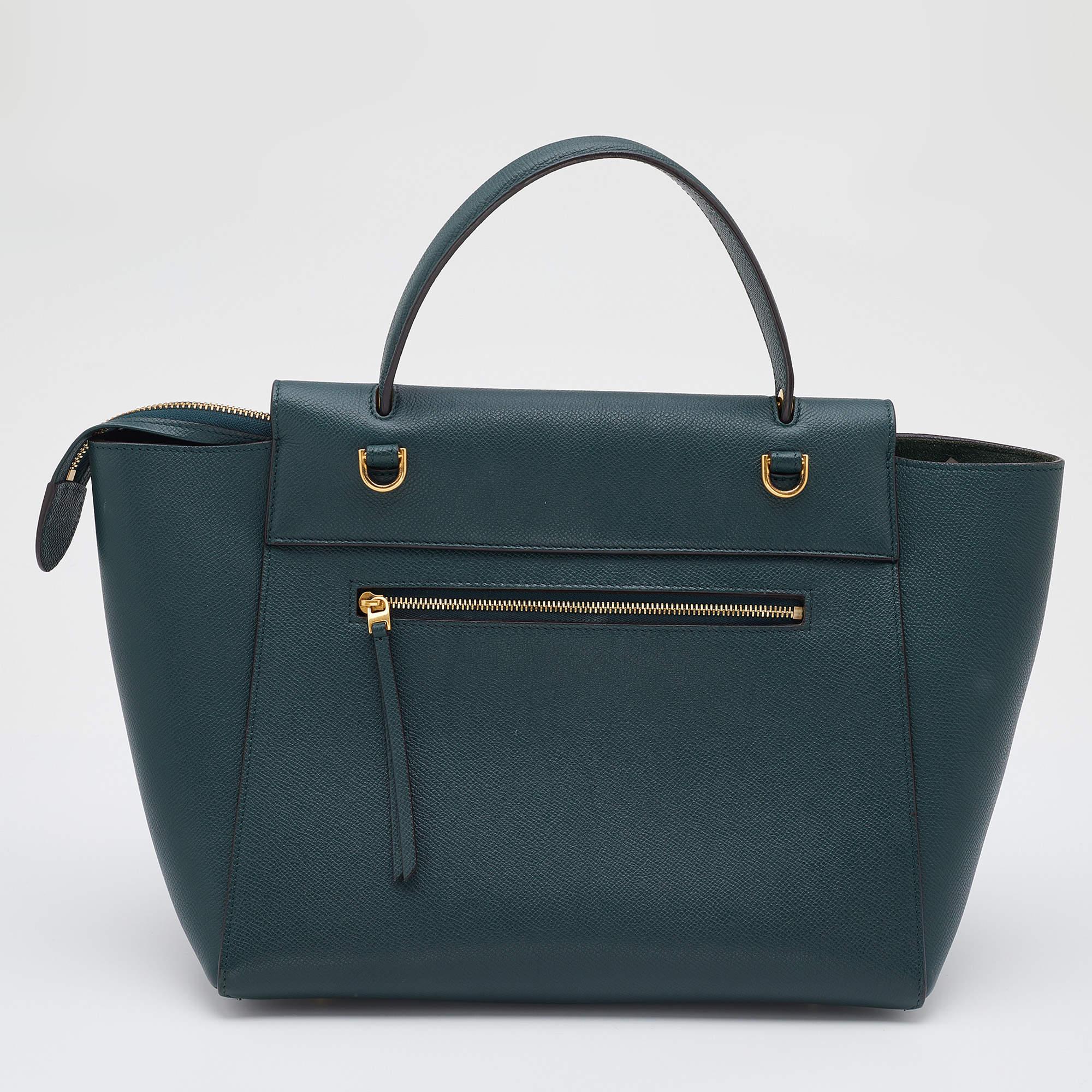 Celine Green Leather Mini Belt Top Handle Bag 2