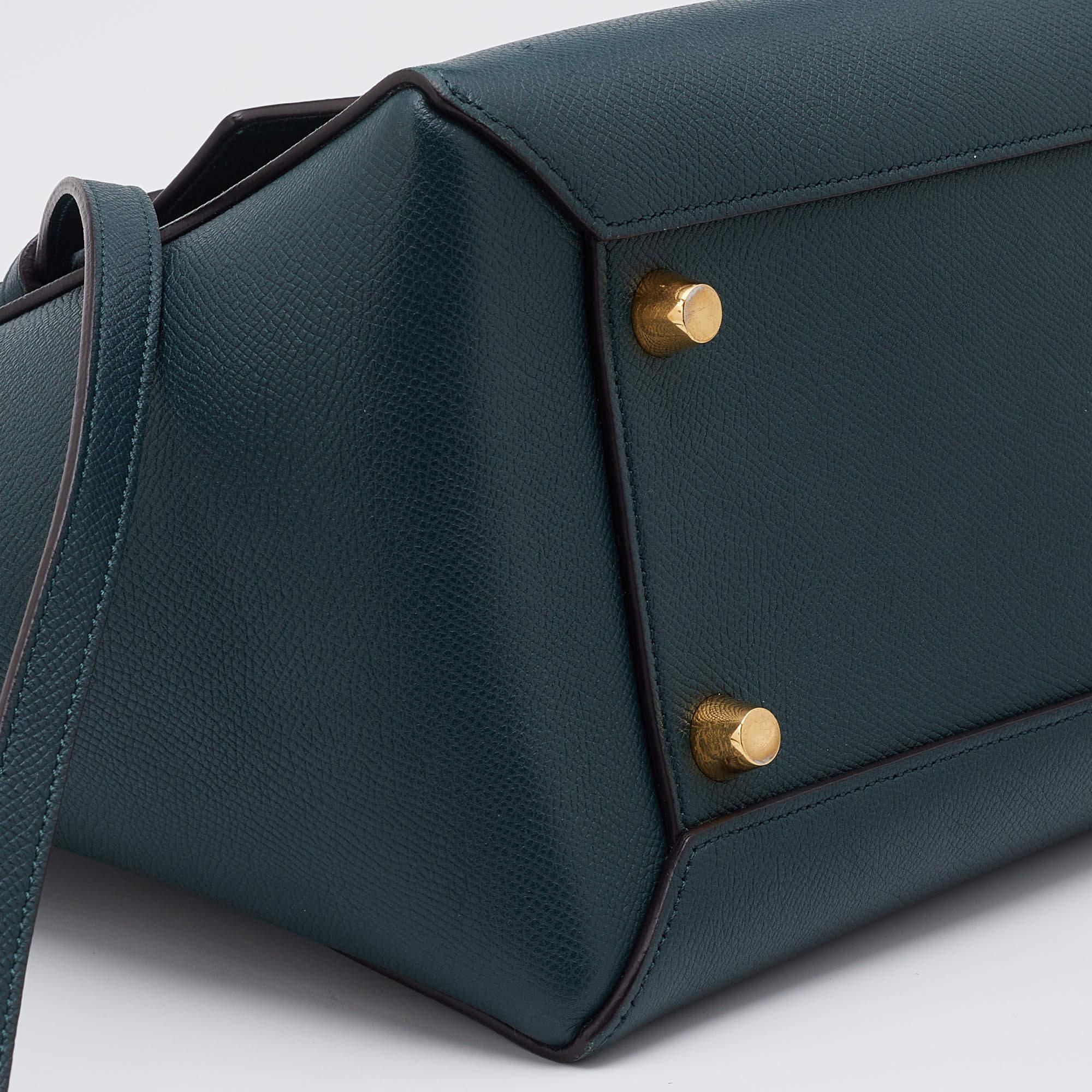 Celine Green Leather Mini Belt Top Handle Bag 4