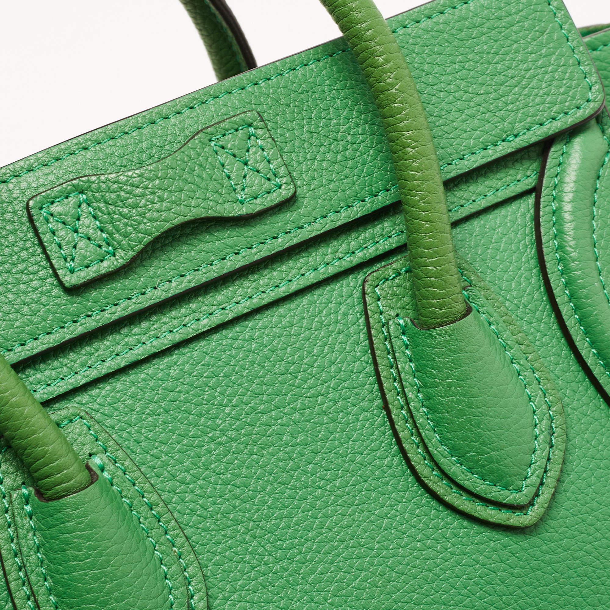 Celine Green Leather Nano Luggage Tote For Sale at 1stDibs