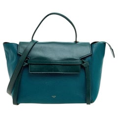 Celine Green Leather Small Belt Top Handle Bag