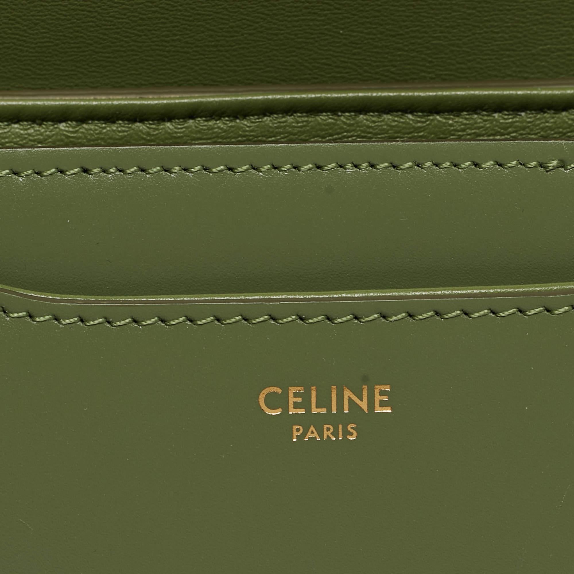 Women's Celine Green Leather Small Besace 16 Shoulder Bag