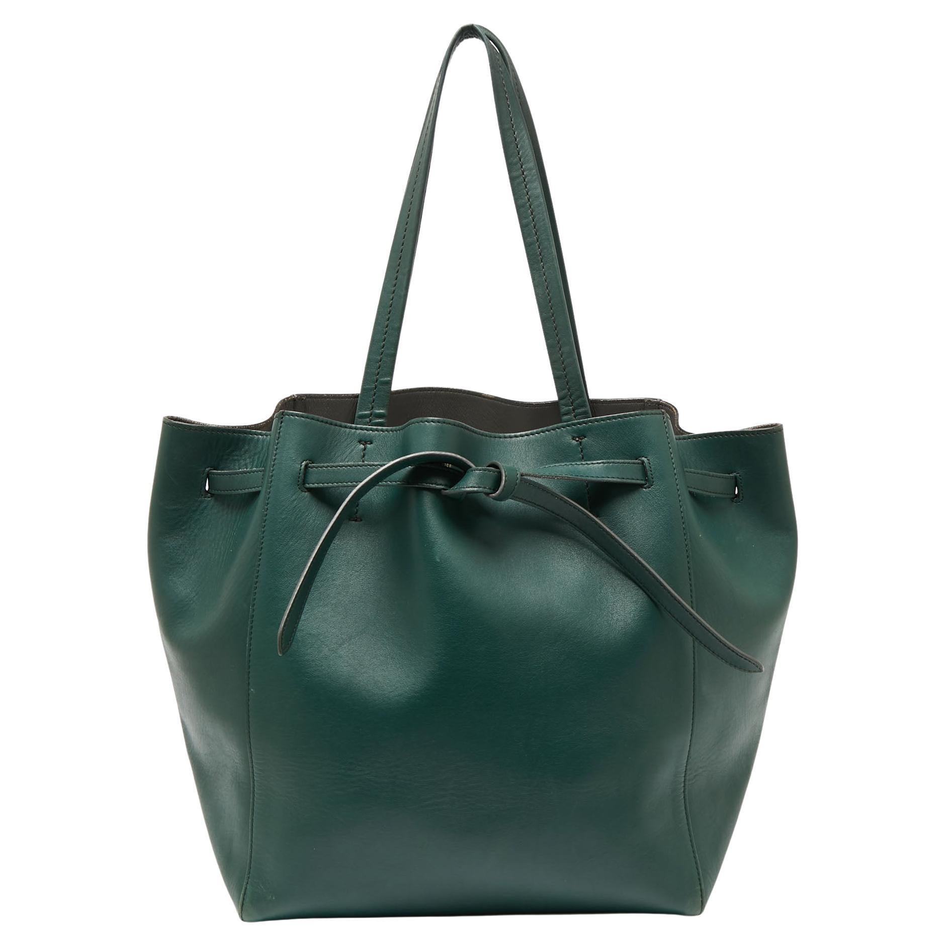 Celine Green Leather Small Cabas Phantom Tote