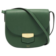 Celine Green Leather Small Trotteur Crossbody Bag