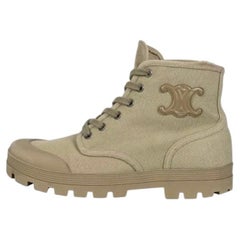 Celine Green Logo Lace-Up Boots EU 38 Made in Italy