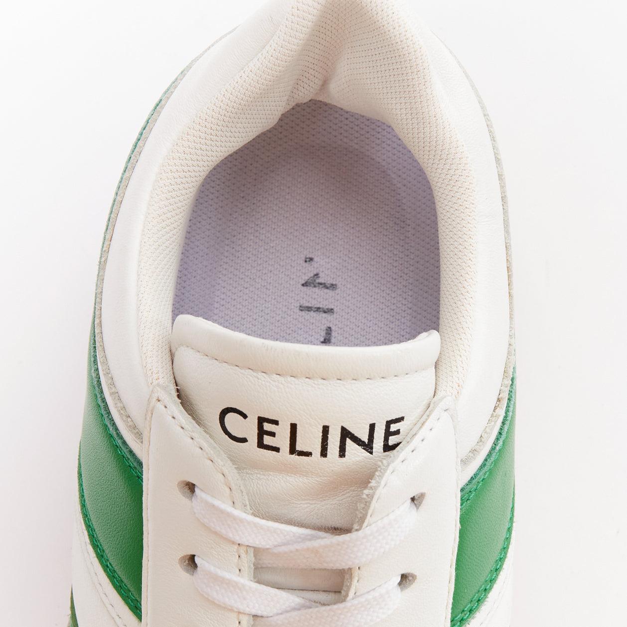 Baskets basses en cuir de couleur verte optic white flash green de Celine EU37 en vente 5
